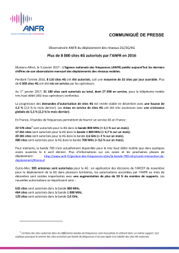 COMMUNIQUĒ DE PRESSE Plus de 8 000 sites 4G