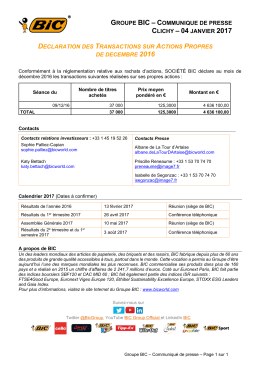 groupe bic – communique de presse clichy