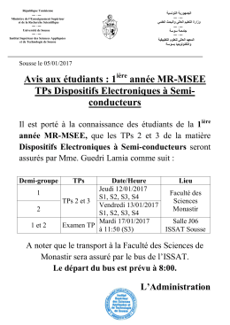 TPs Dispositifs &eacute;lectroniques &agrave; semi-conducteurs