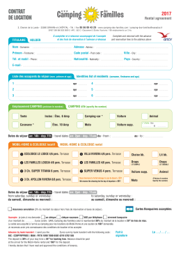 Contrat de location - Camping des Familles