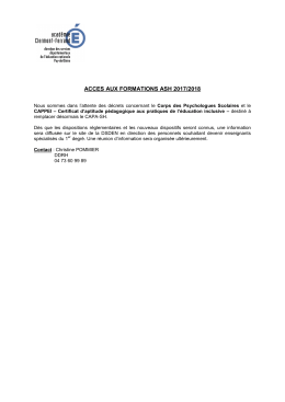 ACCES AUX FORMATIONS ASH 2017/2018