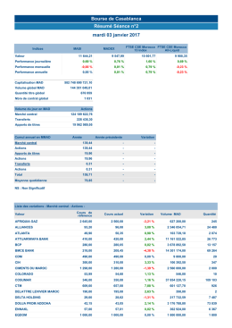 Résumé Séance n°2 mardi 03 janvier 2017 Bourse de Casablanca