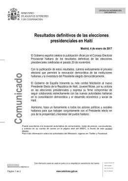 COMUNICADO MAEC RESULTADOS DEFINITIVOS ELECCIONES