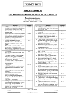 Liste de la vente