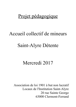 Projet pédagogique Accueil collectif de mineurs Saint