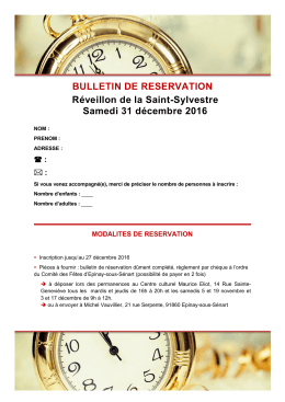 T&eacute;l&eacute;chargez ICI le bulletin de r&eacute;servation - Epinay-sous