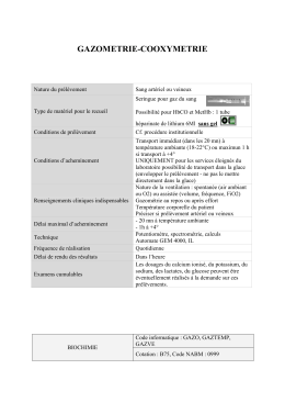 GAZOMETRIE - COOXYMETRIE