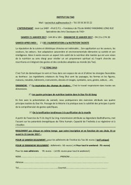 Lire le programme... - UNE PRATIQUE CHINOISE EN FRANCE