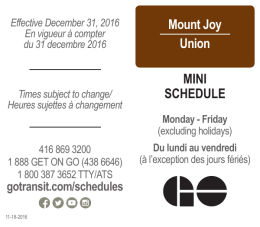 Mount Joy Union MINI SCHEDULE