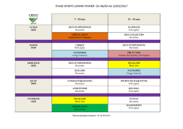 stage sports loisirs fevrier du 06/02 au 10/02/2017