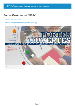 Portes Ouvertes de l`UPJV - Université de Picardie Jules Verne