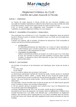 Règlement intérieur CLAE 2016-2017