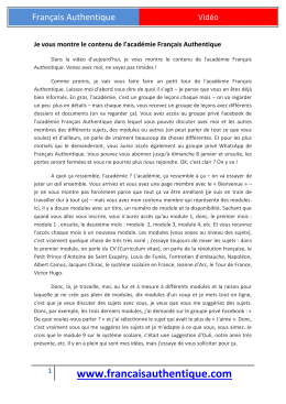 Je vous montre le contenu de l`académie Français Authentique