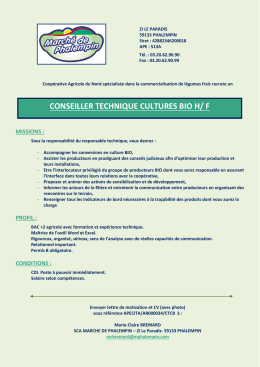 conseiller technique cultures bio h/f