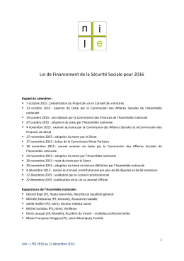 Loi de Financement de la S&eacute;curit&eacute; Sociale pour 2016