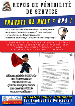 travail de nuit = rps - Alliance Police Nationale