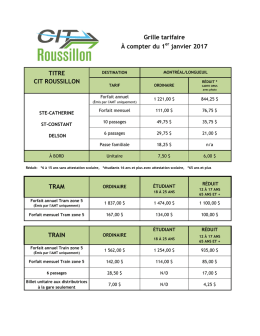 Téléchargez la grille tarifaire 2017 (PDF, 54 Ko)