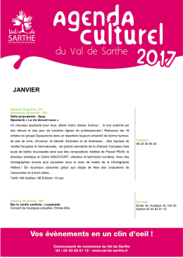 AGENDA CULTUREL janvier 2017