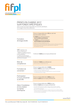 PriSES En chArgE 2017 Sur FondS SPéciFiquES