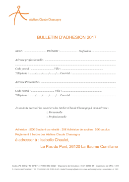 bulletin d`adhesion 2017 - Ateliers Claude Chassagny