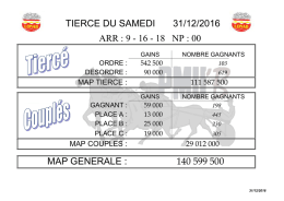 tierce du samedi 31/12/2016 arr : 9 - 16 - 18 np : 00 map