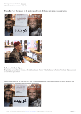 Canada : Un Tunisien et 2 Irakiens offrent de la nourriture