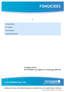 Composition : N° AMM : Formulation : Conditionnement