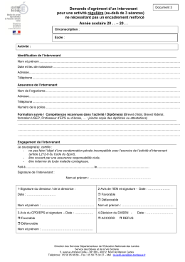 Demande d`agr&eacute;ment