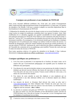 Consignes aux professeurs et aux &eacute;tudiants de l`ISTEAH Consignes