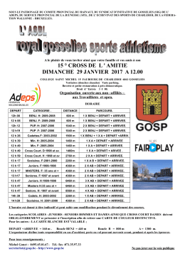 15 ° cross de l ` amitie dimanche 29 janvier 2017 a 12.00