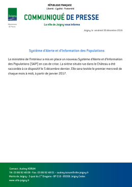 Syst&egrave;me d`Alerte et d`Information des Populations