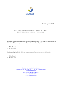 bilan semestriel du contrat de liquidite de sanofi contracte avec
