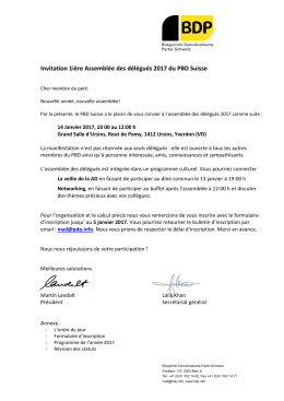 Invitation 1i&egrave;re Assembl&eacute;e des d&eacute;l&eacute;gu&eacute;s 2017 du