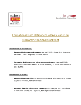 Formations Cnam LR financ&eacute;es dans le cadre du Programme