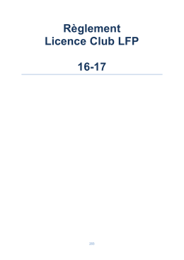 Règlement Licence Club