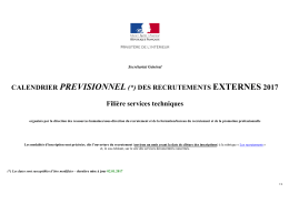 Calendrier prévisionnel recrutements externes Filière ST 2017