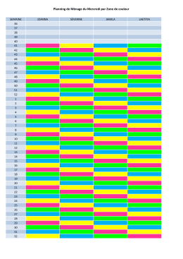 Planning de Ménage du Mercredi par Zone de couleur