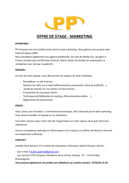 OFFRE DE STAGE MARKETING