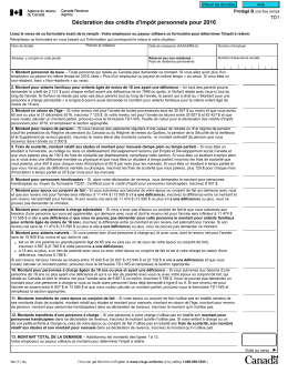 Déclaration des crédits d`impôt personnels pour 2016