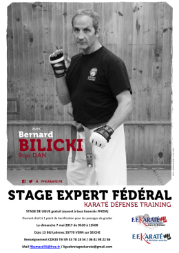 STAGE DE LIGUE gratuit (ouvert &agrave; tous licenci&eacute;s FFKDA) Le