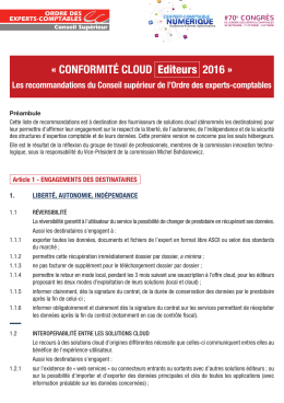 Conformit&eacute; Cloud 2016 - Ordre des Experts