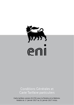 Conditions Générales et Carte Tarifaire particuliers