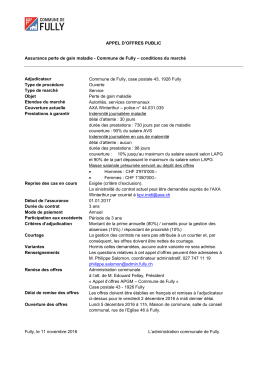 APPEL D`OFFRES PUBLIC Assurance perte de gain maladie