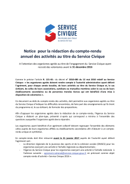 Notice explicative compte rendu annuel des activités au titre du