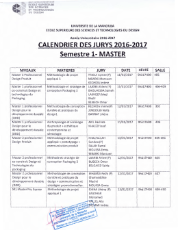 CALENDRIER DES JURYS 2016-2017 Semestre 1