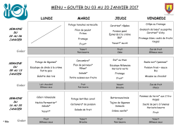 Menu de la cantine - La Chapelle