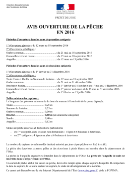 AVIS OUVERTURE DE LA P&Ecirc;CHE EN 2016