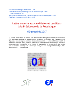 Lettre ouverte aux candidates et candidats à la Présidence de la