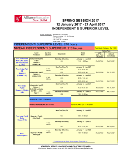 SPRING SESSION 2017 12 January 2017