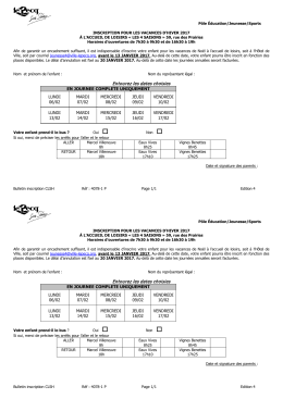 Bulletin inscription vacances HIVER 2017 CLSH